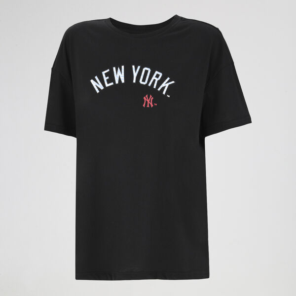 Remera MLB Yankees Front Animal Print Loose Fit Mujer