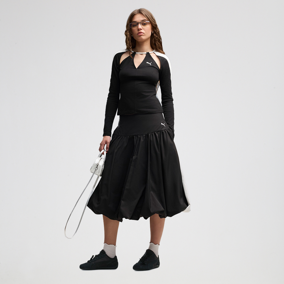 Pollera Puma T7 Balloon Midi Mujer,  image number null