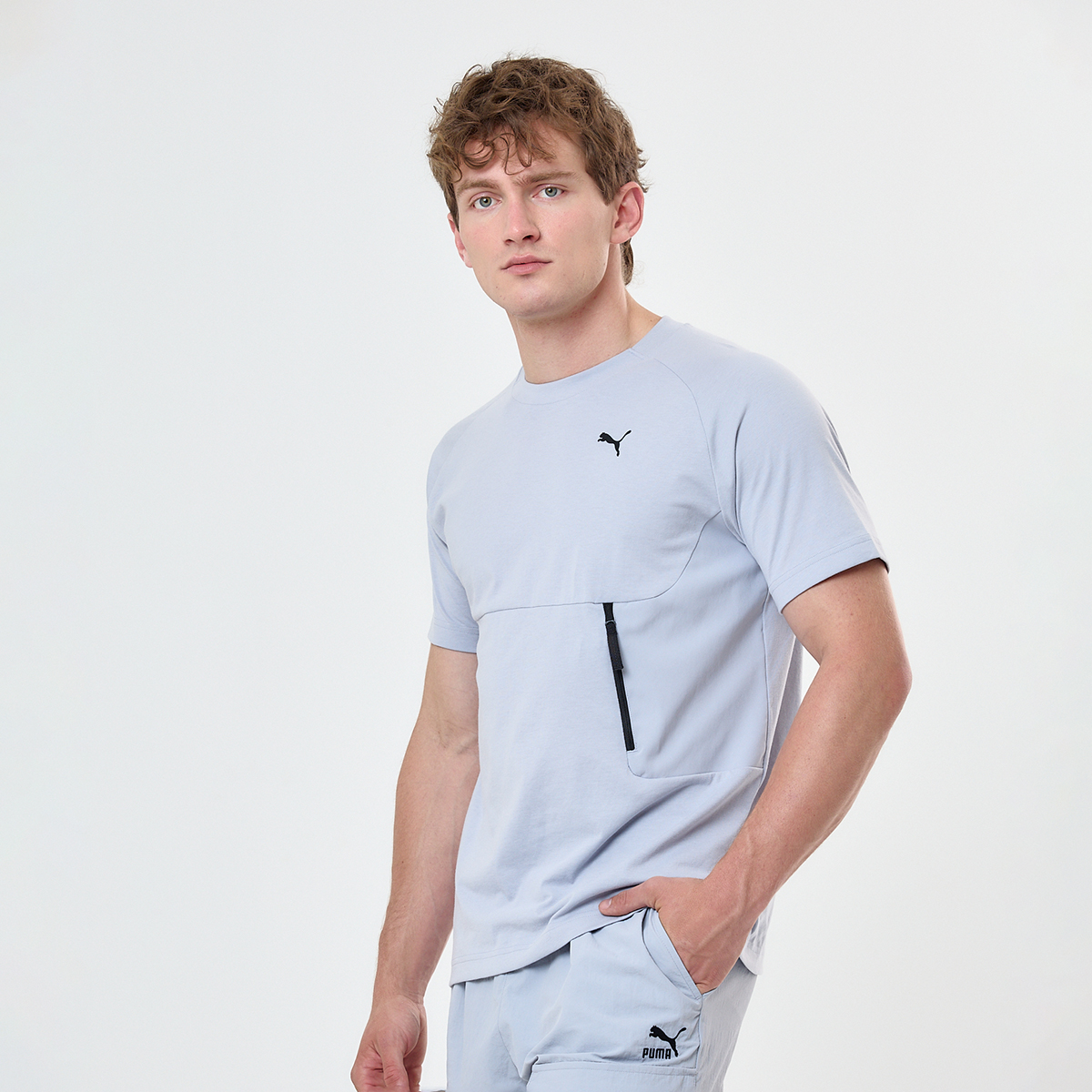 Camiseta Zara Pocket Hombre Gris Mujer Camiseta ZARA Bolsillo