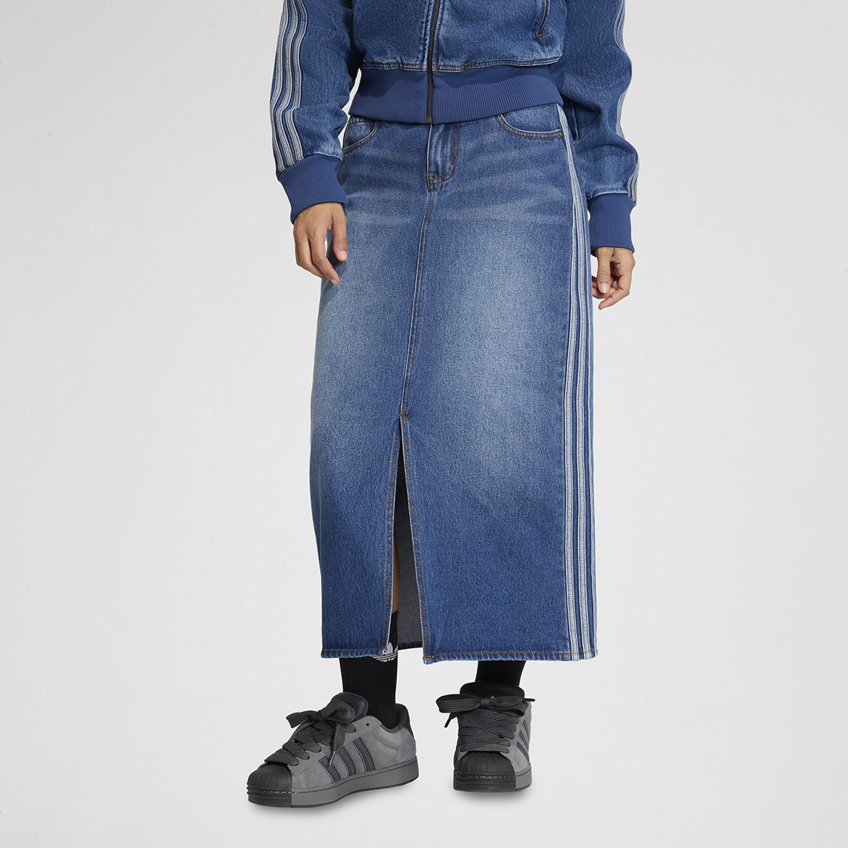 Pollera adidas 3 Tiras Sk Denim Mujer,  image number null